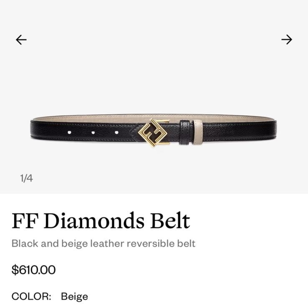 Black and Beige Leather Belt with Gold Buckle